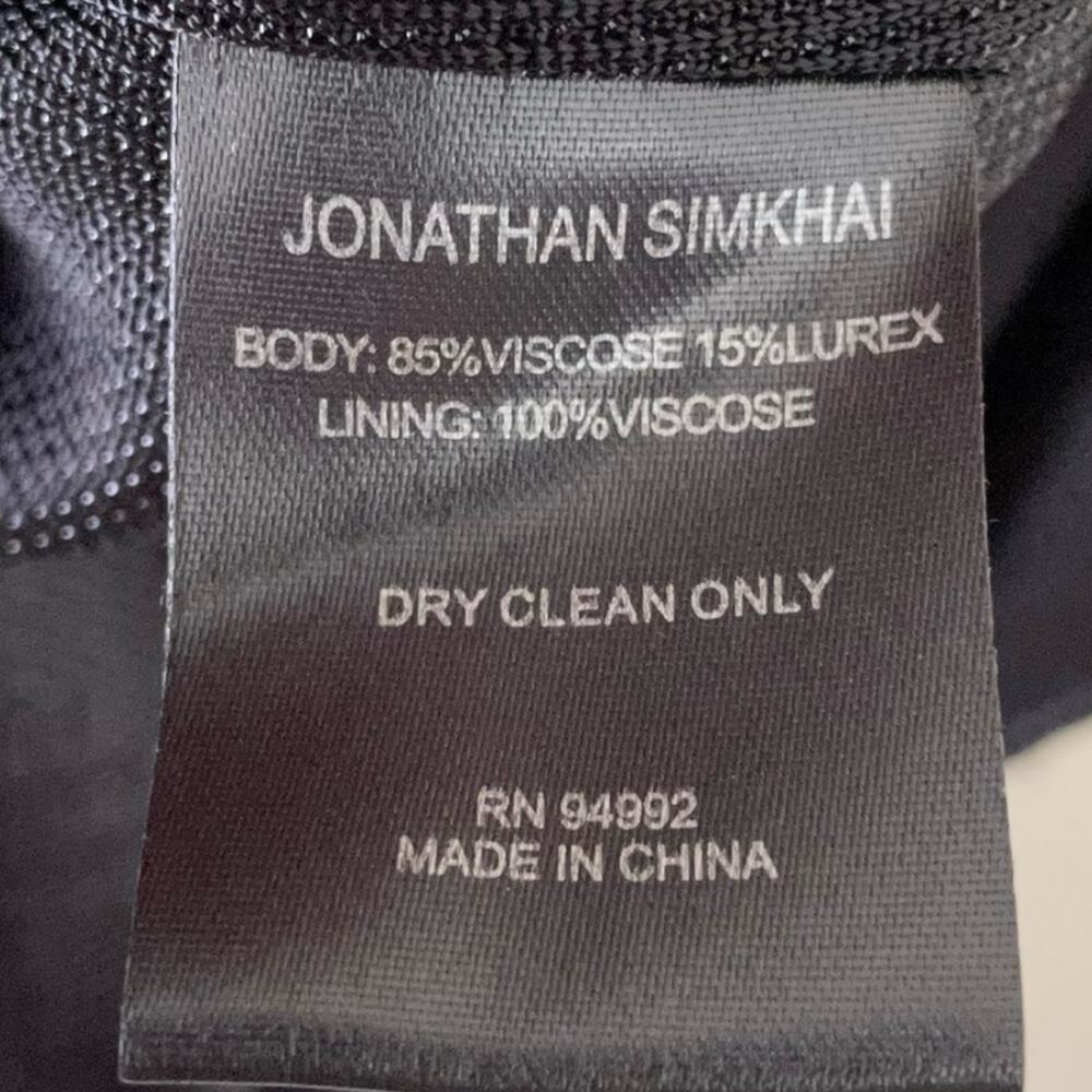 Jonathan Simkhai Black Metallic Slinky V Neck Belted Wrap Dress S $575 - Picture 10 of 12